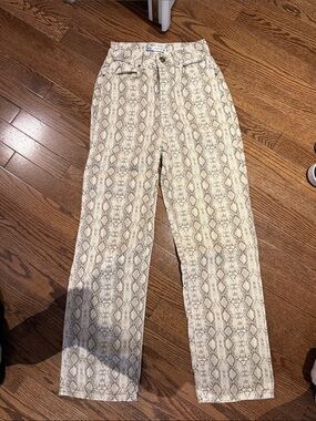 High-Rise Snake Print Women's Jeans - Neutral